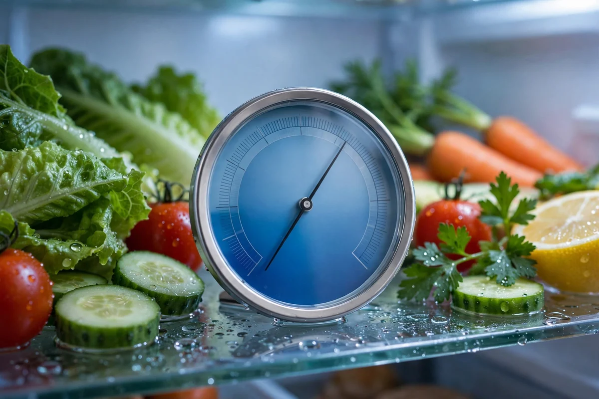 Checking Refrigerator Temperature with Thermometer Refrigerator thermometer on shelf inside fridge verifying correct cooling temperature